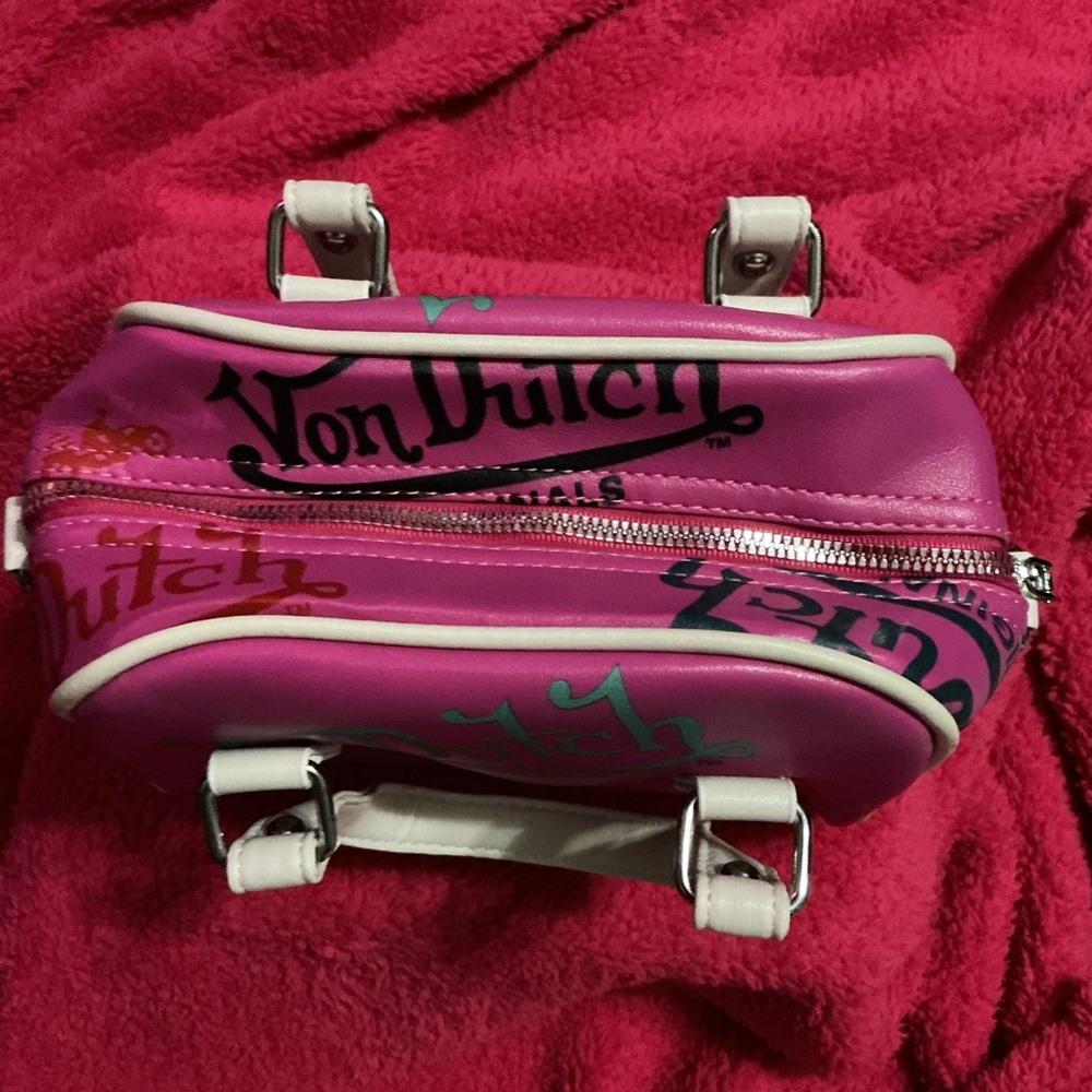 Von Dutch Pink Mini Satchel with White Handles - Picture 2 of 14